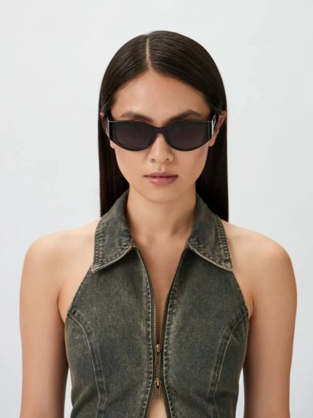 Balenciaga BB0330SK 001 Cat Eye Sunglasses - Black / Grey